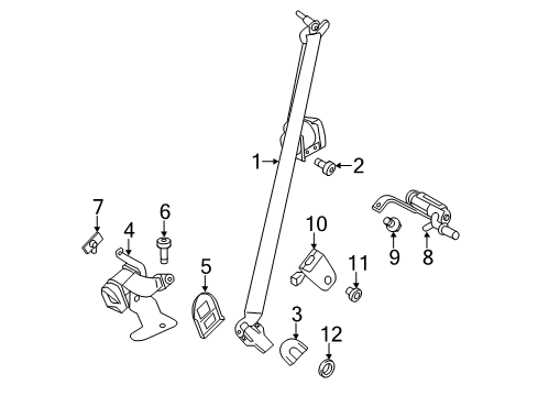 2014 Ford Explorer Seat Belt Center Belt Assembly Diagram for DB5Z-78611B64-CB