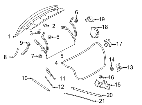 2020 Lincoln Continental Parking Aid Hinge Nut Diagram for -W709603-S442