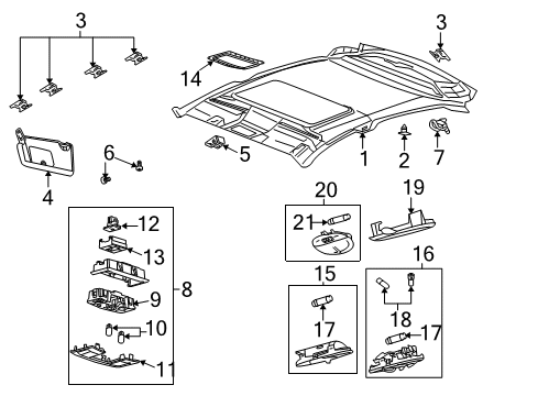 2009 Ford Focus Sunroof Map Lamp Assembly Diagram for 7L1Z-13776-EA