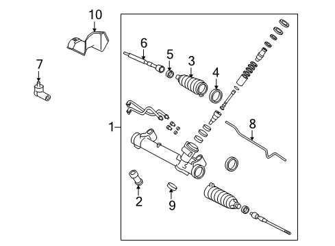 2008 Ford Focus Steering Column & Wheel, Steering Gear & Linkage Outer Tie Rod Diagram for 8S4Z-3A130-B
