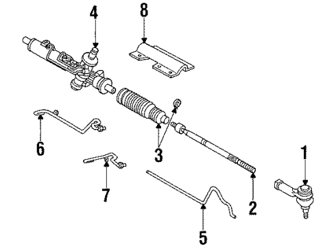 1996 Mercury Mystique Steering Column & Wheel, Steering Gear & Linkage Outer Tie Rod Diagram for F3RZ3A130A