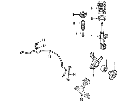 2007 Lincoln MKX Front Suspension Components, Lower Control Arm, Stabilizer Bar Strut Diagram for 7A1Z-18124-AB