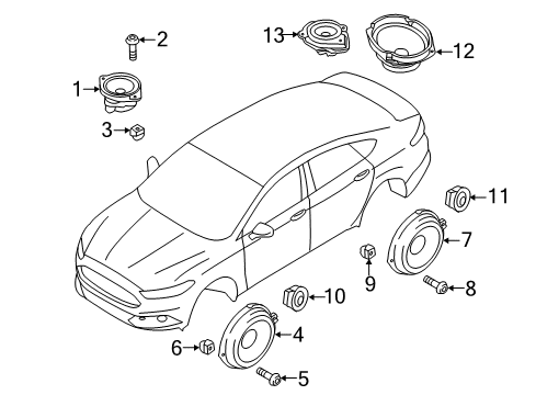 2019 Ford Fusion Sound System Package Tray Speaker Diagram for DS7Z-18808-L