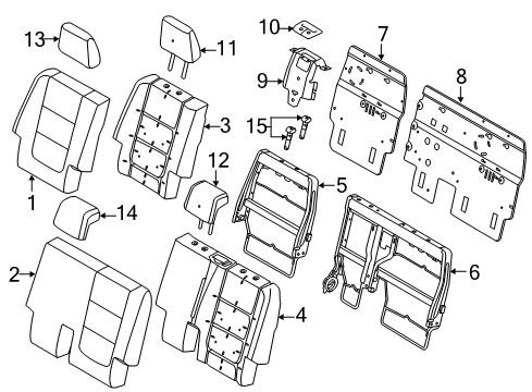 2014 Ford Explorer Second Row Seats Headrest Cover Diagram for BB5Z-78501A05-DA