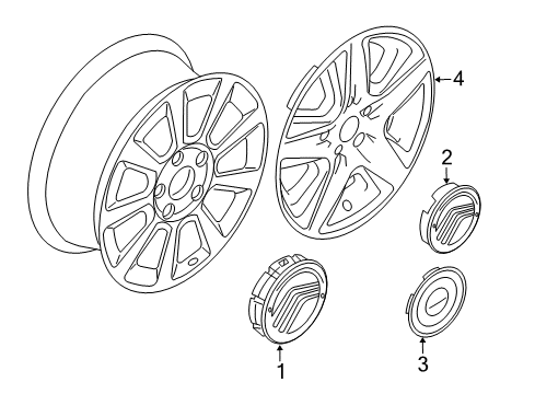 2010 Mercury Milan Wheel Covers & Trim Wheel Cover Diagram for AN7Z-1130-C