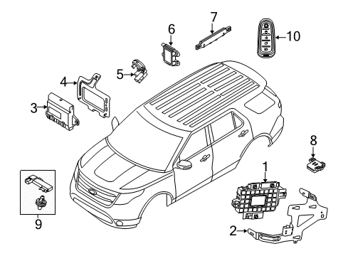 2013 Ford Explorer Alarm System Antenna Diagram for BC3Z-15K602-A