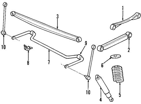 2000 Ford Expedition Rear Suspension Components, Lower Control Arm, Upper Control Arm, Ride Control, Stabilizer Bar Coil Spring Diagram for F75Z-5560-DA