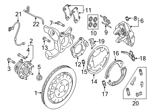 2020 Ford Mustang Rear Brakes Adjuster Diagram for 8C2Z-2041-A