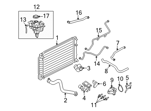 2008 Ford Escape Radiator & Components Radiator Assembly Diagram for 6L8Z-8005-AA