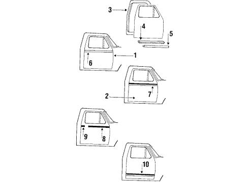 1986 Ford Bronco Door & Components, Moldings Door Weatherstrip Retainer Diagram for E8TZ-1520586-A