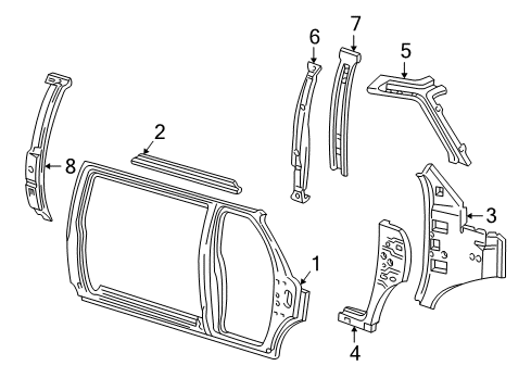 2002 Ford E-150 Econoline Club Wagon Uniside Rear Pillar Reinforcement Diagram for F2UZ-15268B74-A