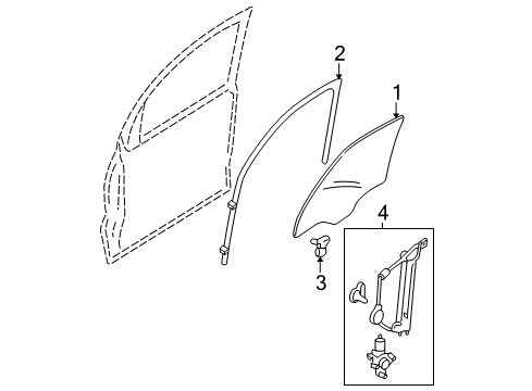 2008 Ford Escape Front Door Door Glass Retainer Diagram for 8L8Z-78214A56-A