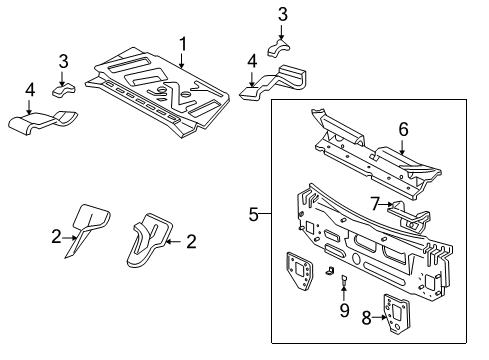 2002 Ford Focus Rear Body, Rear Upper Body Package Tray Diagram for YS4Z-5446506-SB