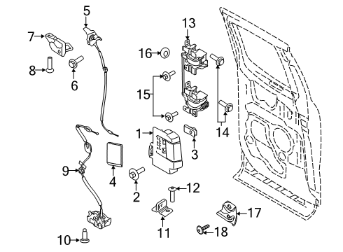 2021 Ford F-250 Super Duty Front Door Handle Diagram for FL3Z-1822600-AD