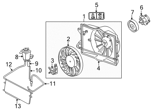 2002 Ford Thunderbird Cooling System, Radiator, Water Pump, Cooling Fan Fan Assembly Diagram for 6W4Z-8C607-A
