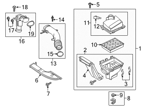 2017 Ford Fusion Air Intake Inlet Hose Stud Diagram for -W705308-S439