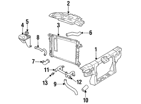 1993 Lincoln Mark VIII Radiator & Components, Radiator Support Lower Insulator Diagram for F65Z-8124-AA