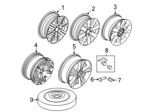 2009 Lincoln MKZ Wheels Wheel, Alloy Diagram for 8H6Z-1007-A