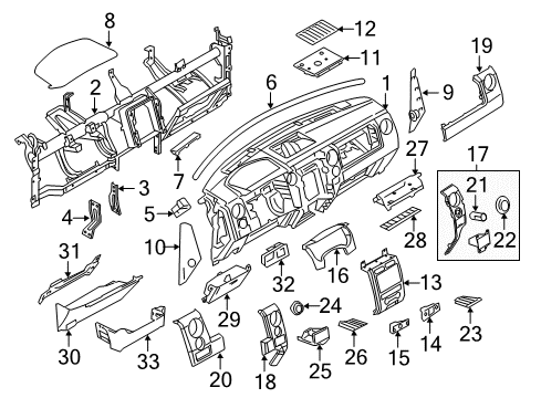 2011 Ford F-150 Instrument Panel Cluster Bezel Diagram for BL3Z-15044D70-AB