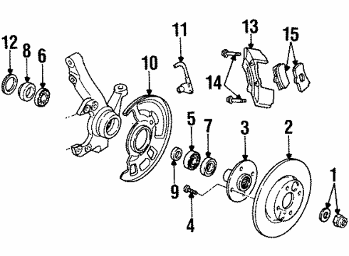 1994 Ford Aspire Brake Components Shoes Diagram for F4BZ2200A