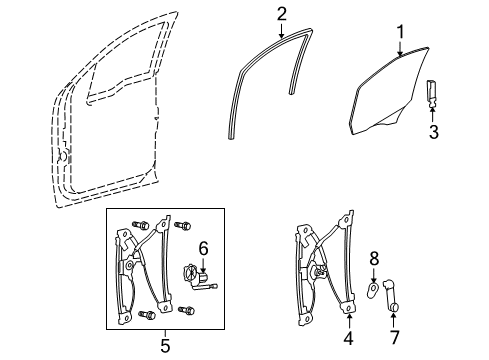 2011 Ford F-150 Front Door Glass Side Bracket Diagram for 9L3Z-15222A01-A