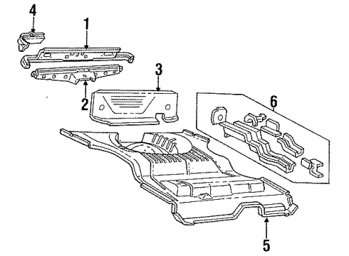 1988 Ford Escort Rear Body Panel, Rear Floor & Rails Outer Panel Diagram for E6FZ5840320A