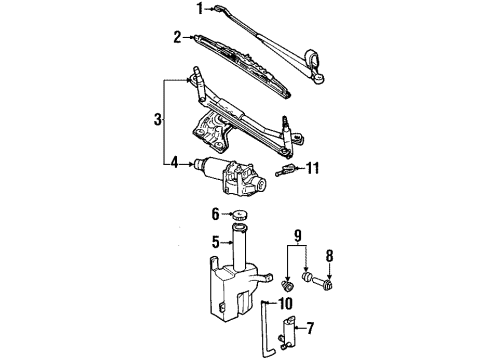 2002 Mercury Cougar Windshield - Wiper & Washer Components Reservoir Assembly Diagram for F8RZ17618EA