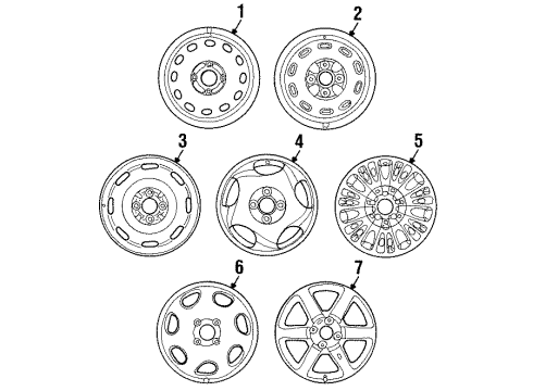 1996 Mercury Mystique Wheels Wheel, Alloy Diagram for F5RZ1007F