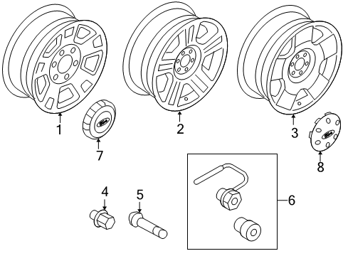 2007 Ford F-150 Wheels Wheel Diagram for 4L3Z-1007-AA