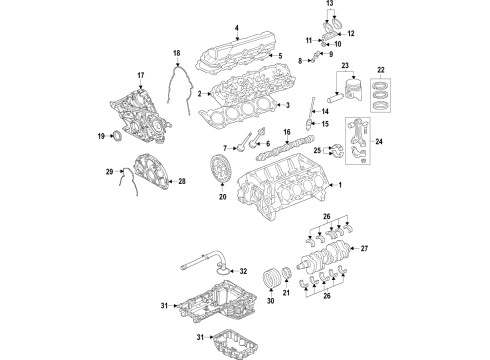 2018 Ford F-350 Super Duty Engine Parts, Mounts, Cylinder Head & Valves, Camshaft & Timing, Variable Valve Timing, Oil Cooler, Oil Pan, Oil Pump, Crankshaft & Bearings, Pistons, Rings & Bearings Front Cover Diagram for HC3Z-6019-A