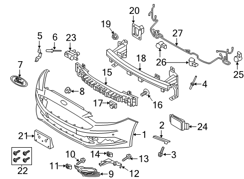 2019 Ford Fusion Front Bumper Side Retainer Diagram for HS7Z-17C947-AA