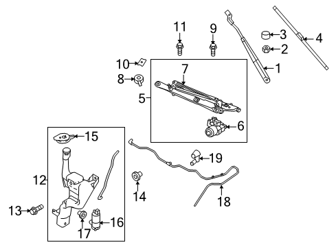 2014 Ford Fiesta Wiper & Washer Components Wiper Arm Diagram for FE8Z-17527-A