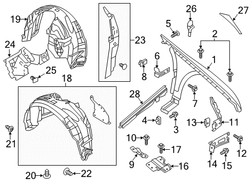 2014 Lincoln MKS Fender & Components Upper Rail Mount Bracket Diagram for 8A5Z-16A204-A