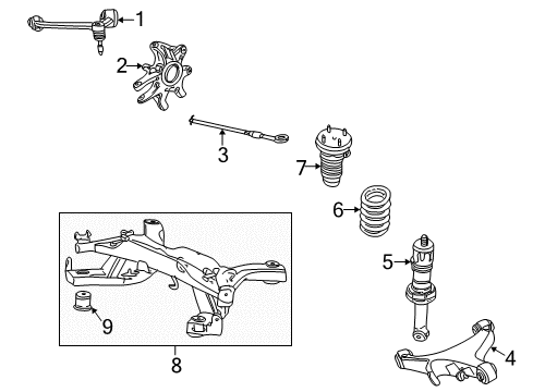 2006 Lincoln LS Rear Suspension Components, Lower Control Arm, Upper Control Arm, Stabilizer Bar Spring Diagram for 3W4Z-5560-DA