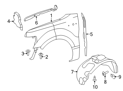 2013 Ford F-150 Fender & Components Fender Liner Diagram for 9L3Z-16102-A