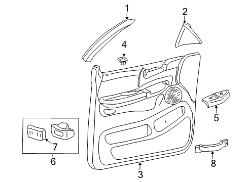 2002 Ford F-150 Interior Trim - Front Door Trim Molding Diagram for YL3Z-1520943-AAA