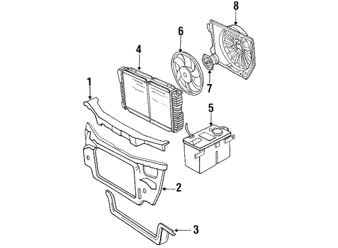 1989 Lincoln Continental Radiator & Components, Radiator Support, Cooling Fan Fan Shroud Diagram for F1DZ8146B