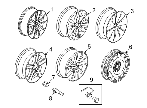 2017 Ford Flex Wheels Compact Spare Diagram for AE9Z-1007-E