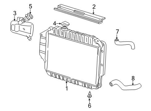 1999 Ford E-150 Econoline Radiator & Components Upper Support Diagram for F7UZ-8A193-AA