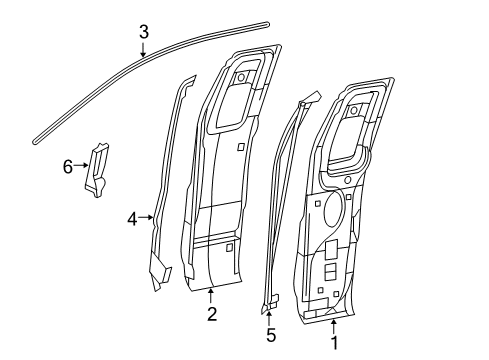 2007 Ford F-150 Rear Door Door Shell Diagram for 6L3Z-1524631-A