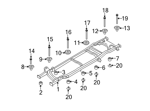 2011 Ford E-150 Frame & Components Upper Insulator Diagram for 7C2Z-1000154-DA