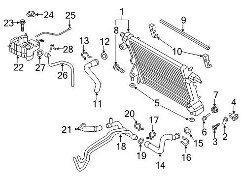 2018 Ford F-250 Super Duty Radiator & Components Reservoir Diagram for HC3Z-8A080-D