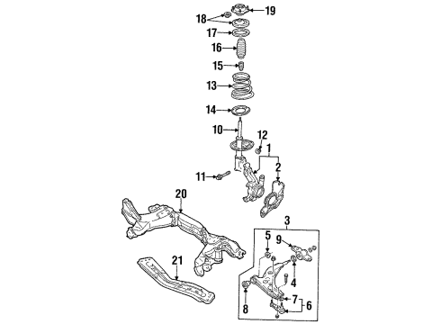 2002 Ford Escort Front Suspension Components, Lower Control Arm, Stabilizer Bar Ball Joint Diagram for F7CZ-3050-AA