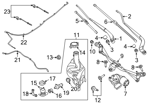 2021 Ford Ranger Wipers Washer Pump Seal Diagram for JL3Z-17B610-A