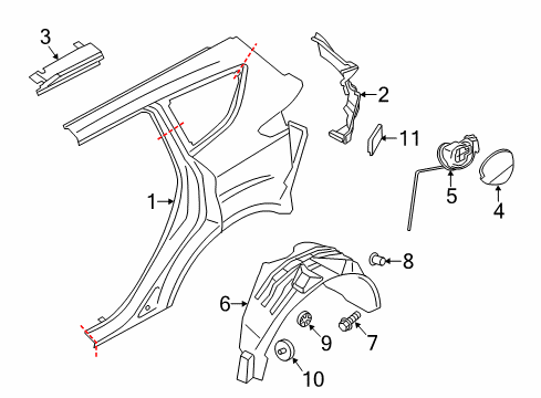2016 Ford Escape Quarter Panel & Components Trough Diagram for CJ5Z-7845114-C