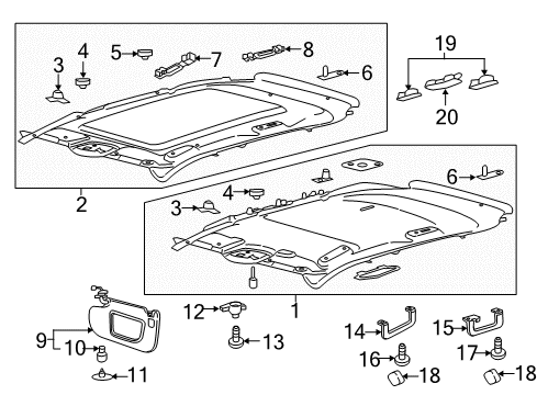 2016 Ford Edge Interior Trim - Roof Headliner Retainer Diagram for DS7Z-00817-A
