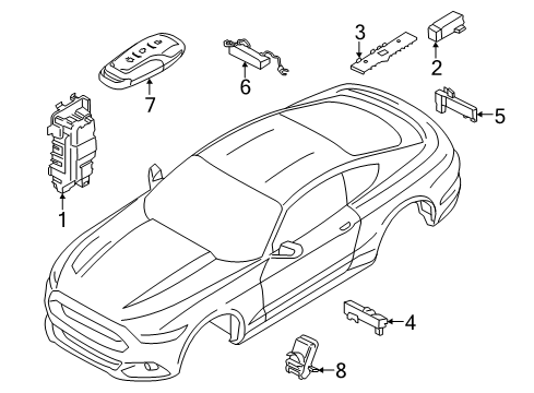2015 Ford Mustang Keyless Entry Components Transmitter Diagram for FR3Z-15K601-C