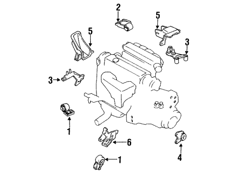 1991 Ford Probe Engine & Trans Mounting Rear Mount Diagram for E92Z6038G