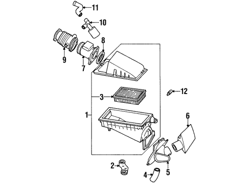 1998 Ford Contour Air Intake Air Cleaner Assembly Diagram for F7RZ-9600-AA