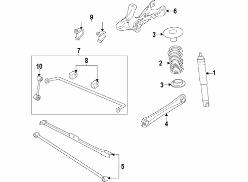 2011 Ford Mustang Rear Suspension Components, Stabilizer Bar Trailing Arm Diagram for BR3Z-5A649-A